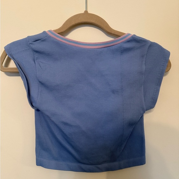 Urban Blue Ribbed Crop Top - Picture 2 of 2